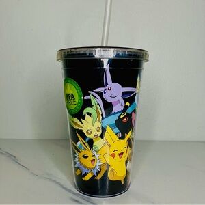 Pokemon Eevee Evolution 16 oz Black Tumbler with Straw